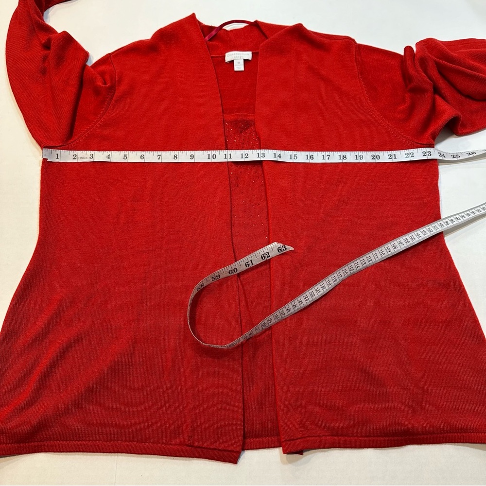 Charter Club Red Sweater Faux Twinset Rhinestone Accent, Size 3X - Picture 10 of 11